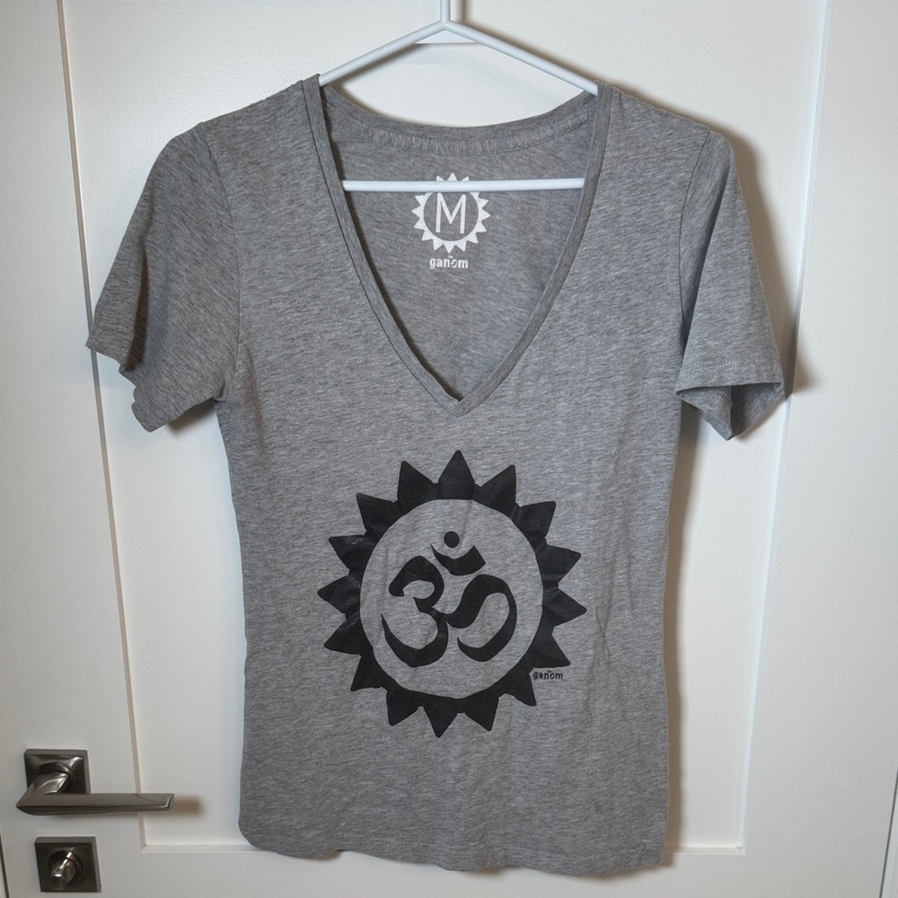 Gray V-Neck Women's Yoga Top